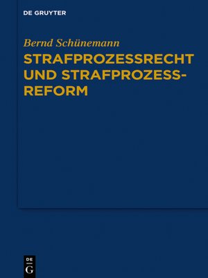 cover image of Strafprozessrecht und Strafprozessreform